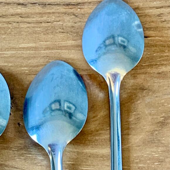 Ekco USA Stainless Steel Iced Tea Spoons Chevron Pattern Handle Set of 4 Vtg - Picture 7 of 13